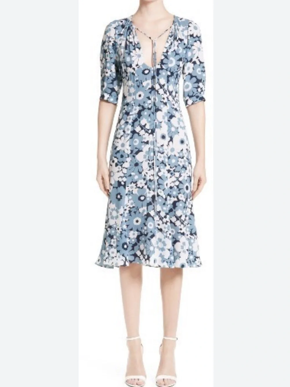 Michael Kors Collection Silk Georgette Floral Print Fit Flare Dress Sz 2